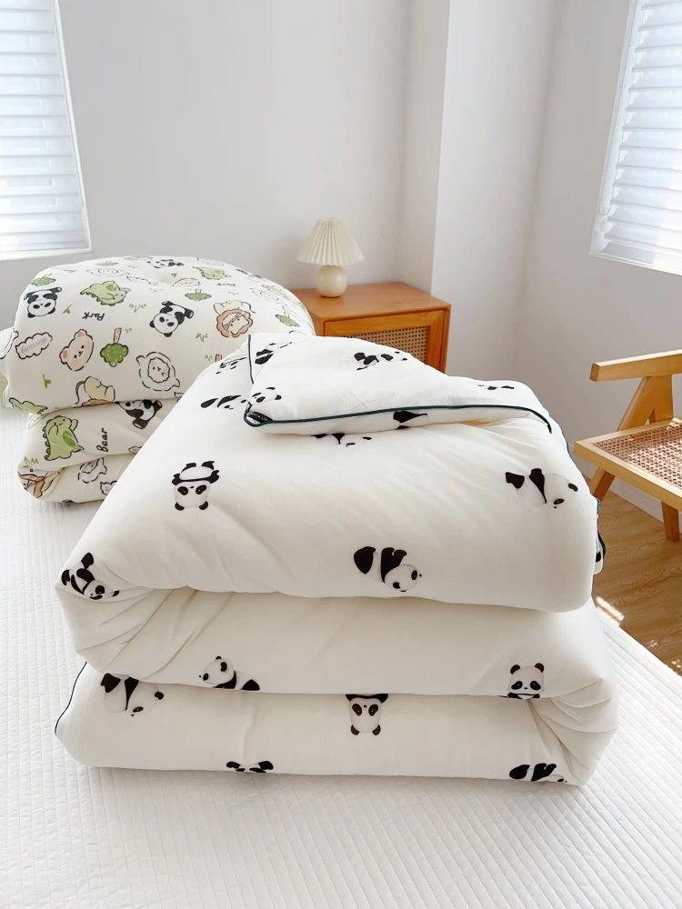 Thickened Soybean Children's Blanket Simple Cartoon Knitted Cotton Duvet Winter Warm Storage Heat Children's Bedding Cover
