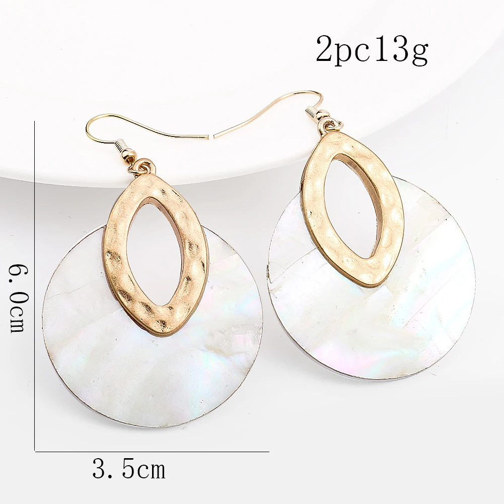 Boho Geometry Oval Eye Round Natural White Mother of Pearl Shell Dangle Earring Wedding Brides Woman Charm Mascot Jewelry Crafts