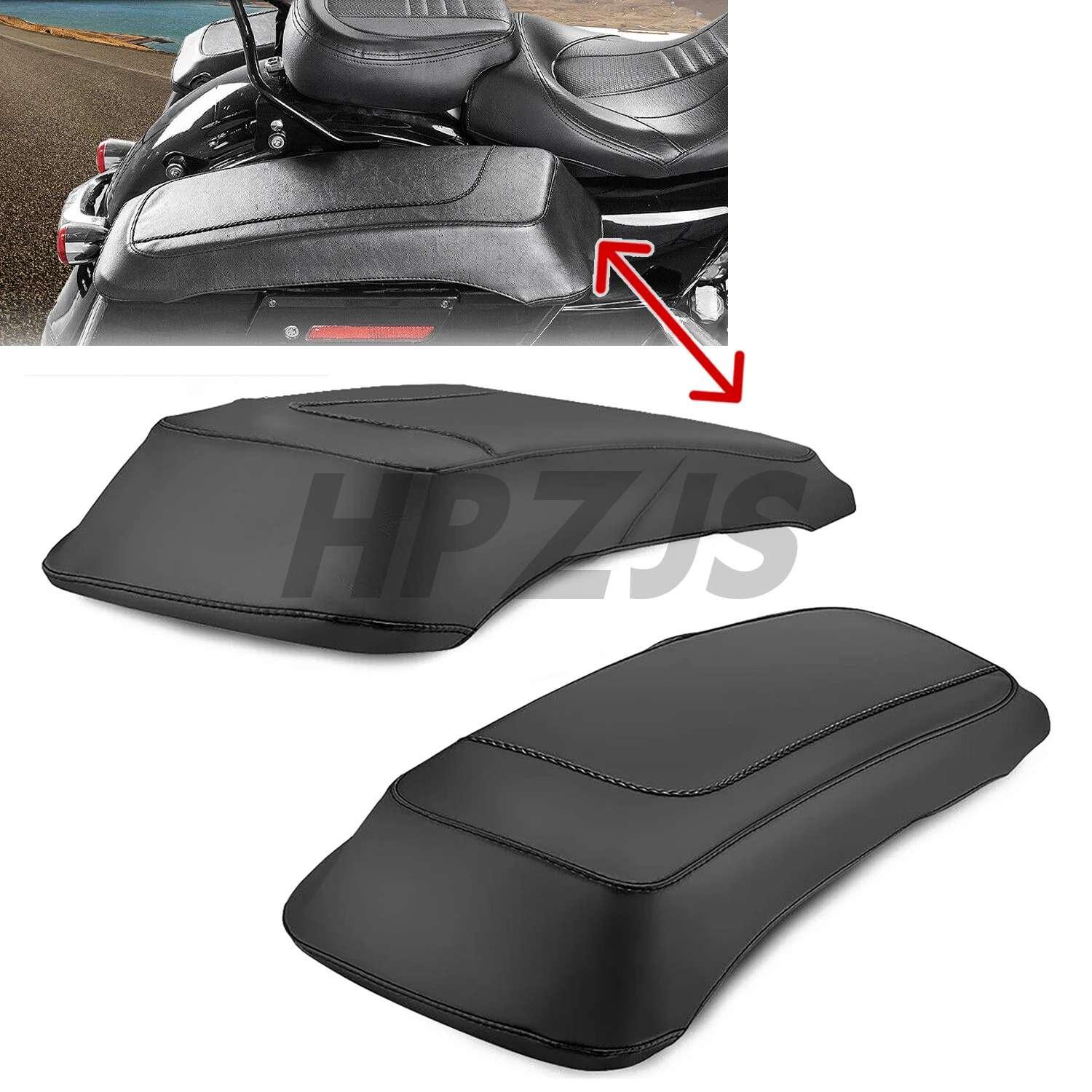 

For Harley Touring Electra Glide Road King 1993-2013 Black Motorcycle Saddlebag Speaker Lid Leather Waterproof Cover
