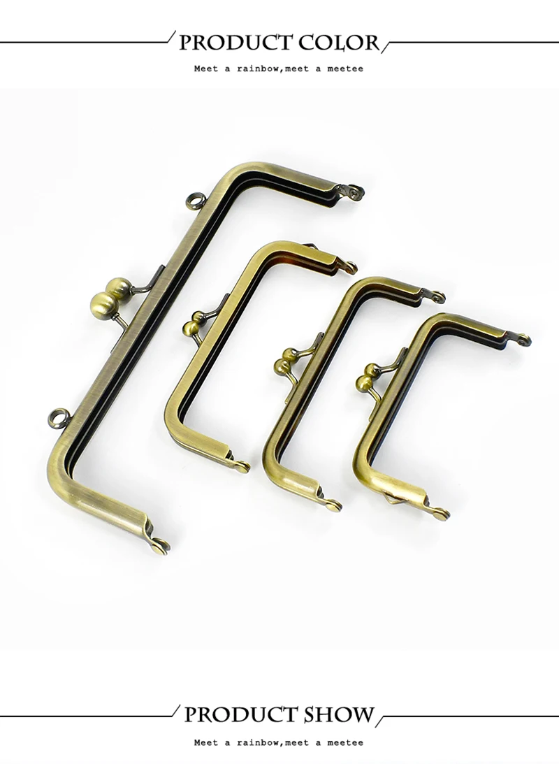 2/5Pcs 8.5/10.5/15/18.5cm Metal Bag Handle Square Smooth Clourse Purse Frame Kiss Clasp Handbag Sewing Brackets Bags Accessories
