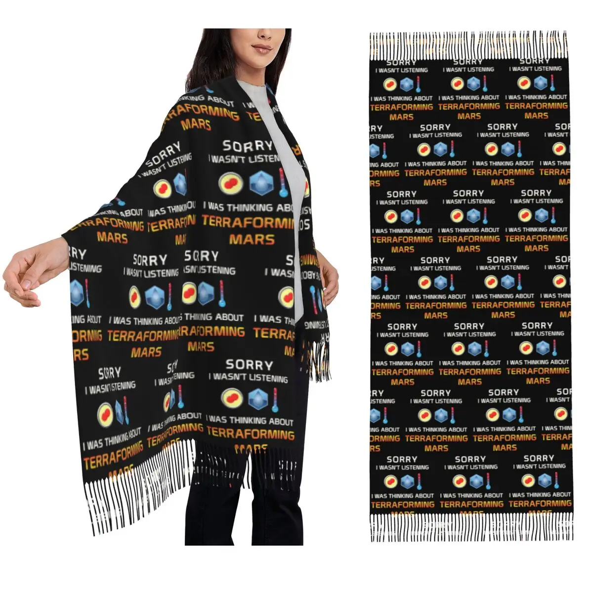 

Focused Terraforming Mars Player Scarf Tassel Scarves for Women Soft Warm Shawls and Wraps Large Fall Winter Shawl Wrap