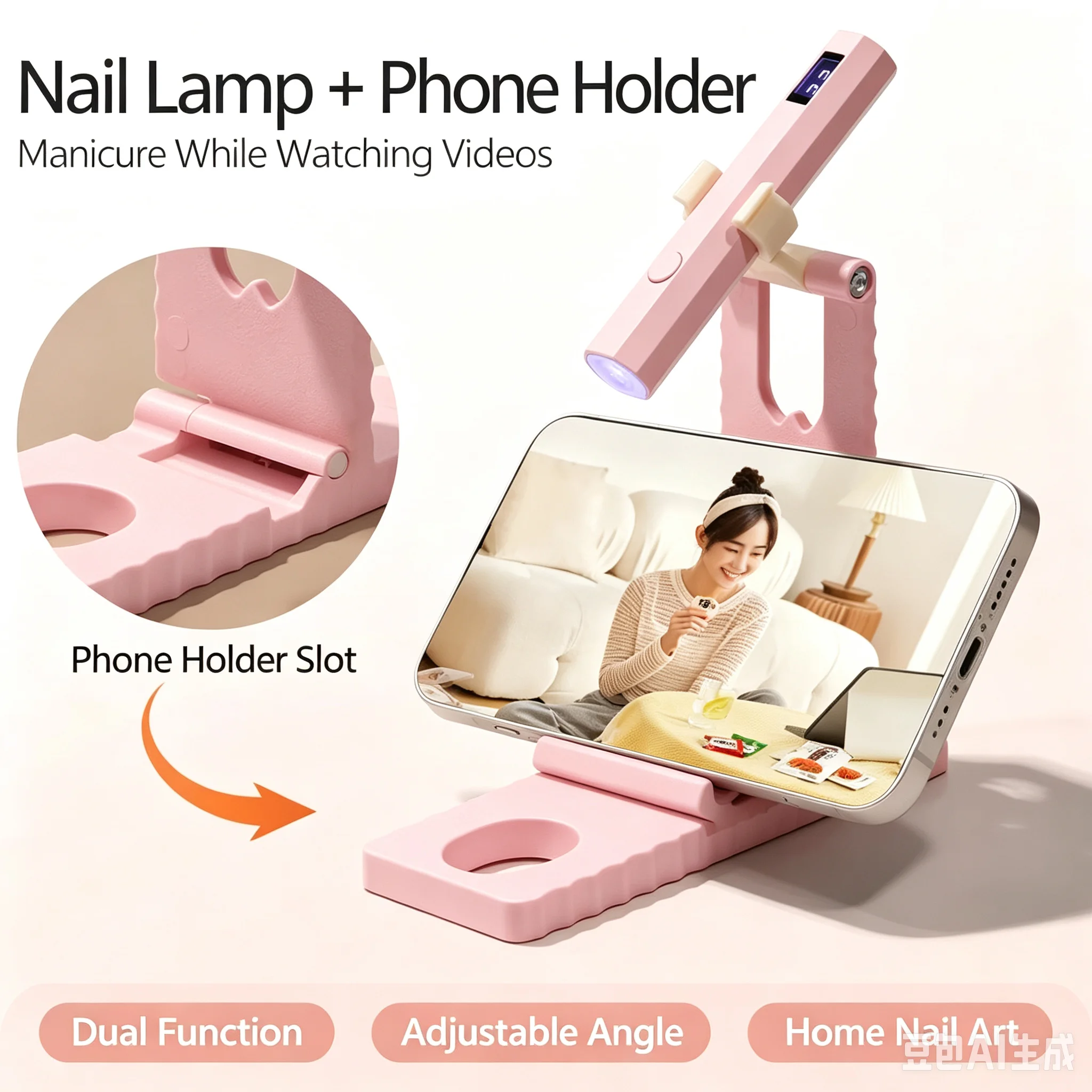 USB-Aufladbarer Kabelloser Nageltrockner mit LCD-Bildschirm, Handlicher UV-Licht-Ständer für Schnelle Gel-Nagelhärtung
