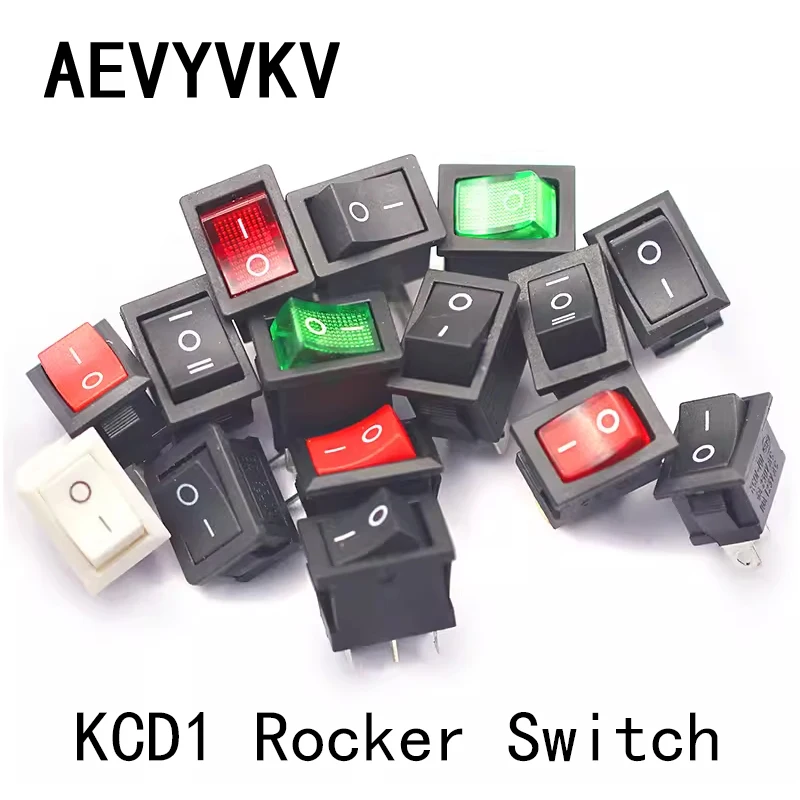 5PCS KCD1 2PIN 3PIN On/Off Square Plastic Rocker Switch DC AC 6A/250V Car Dashboard DIY Toy Parts Power Switch Light Switch