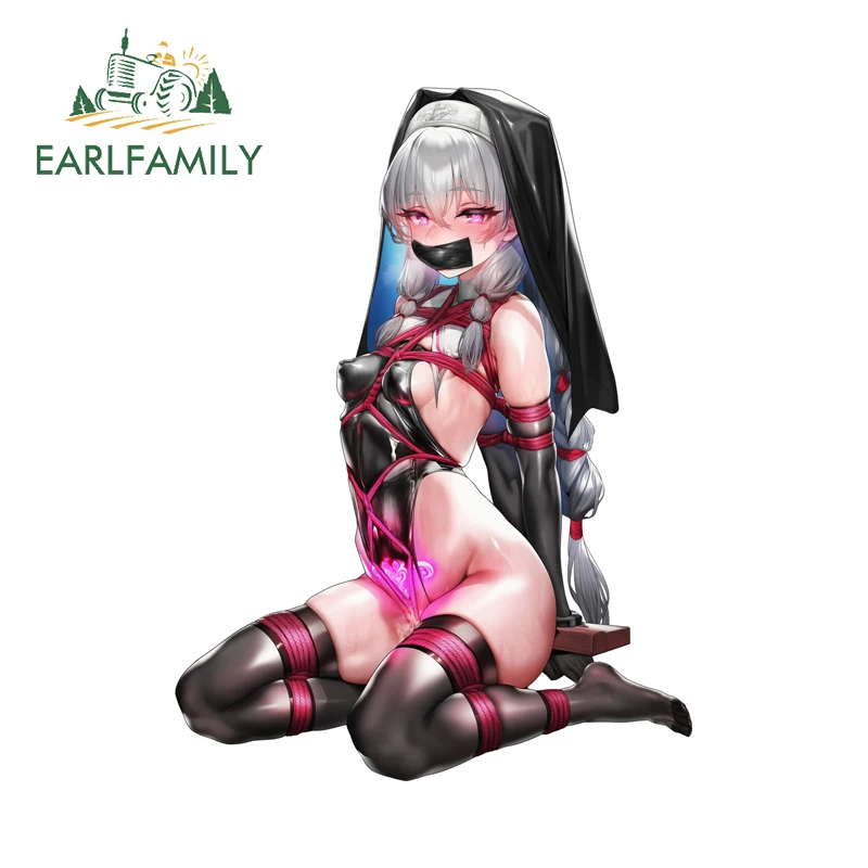 

EARLFAMIL Sexy Evil Falling Nun Car Stickers Alluring Fashion Anime Waifu Trunk Decals PVC JDM Custom Printing For Camper