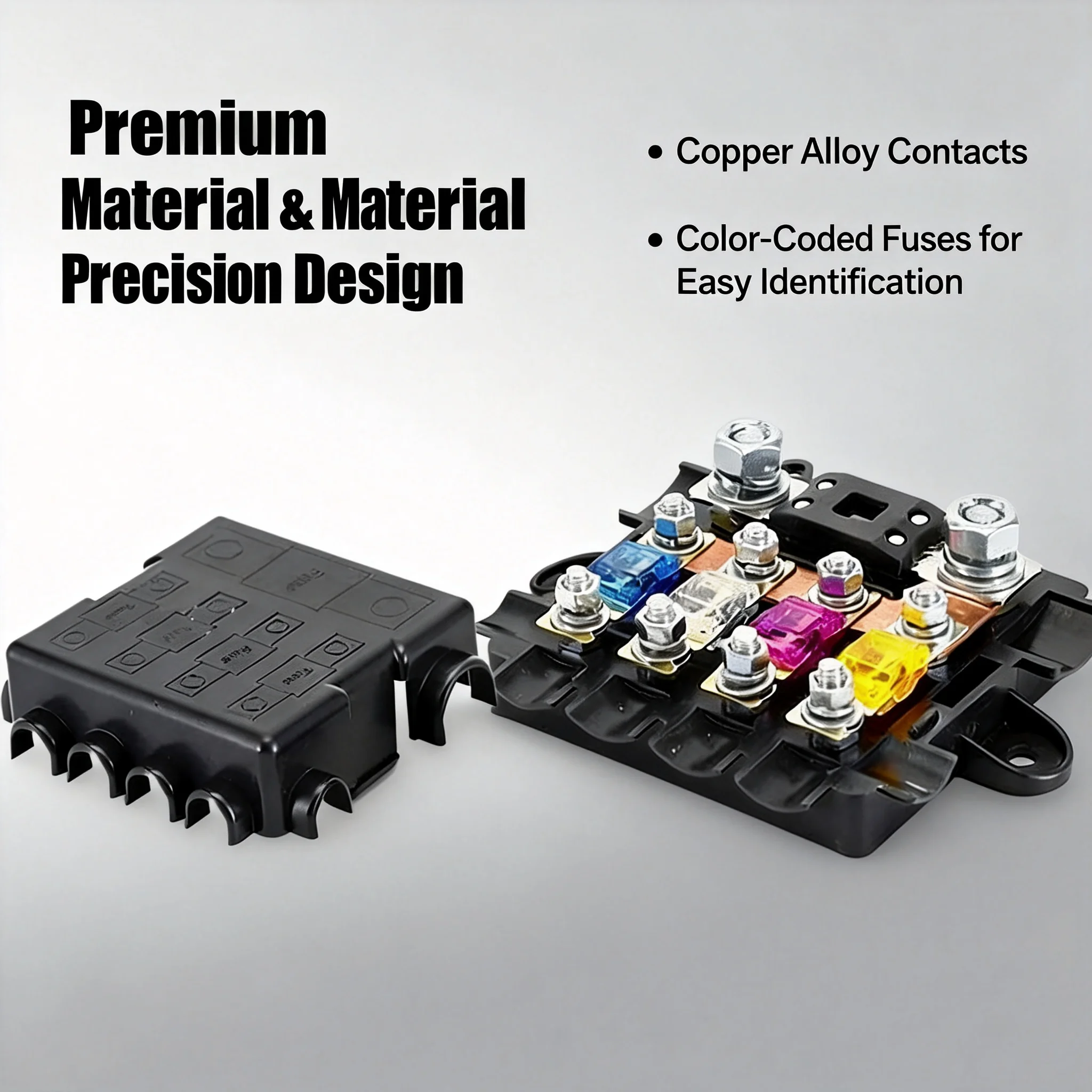 5ways Fuse Box with Bus Bar HEAVY DUTY Power Distribution Fuse Box Block Mega & Midi Fuses Holder 12v & 24v Universal Fit Multi