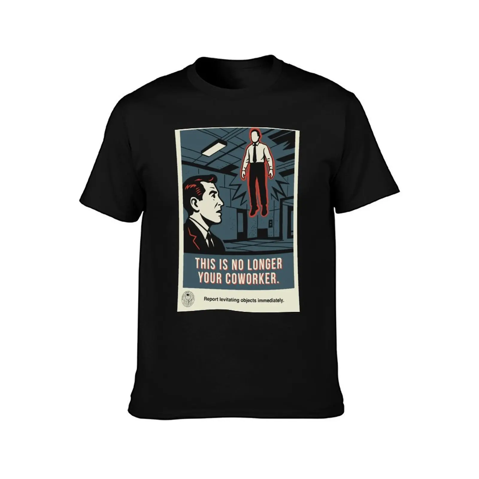 Federal Bureau of Control ?Levitating objects’ poster T-Shirt, Summer Casual Cotton Tee, Oversized Streetwear Tops, 100% Cotton