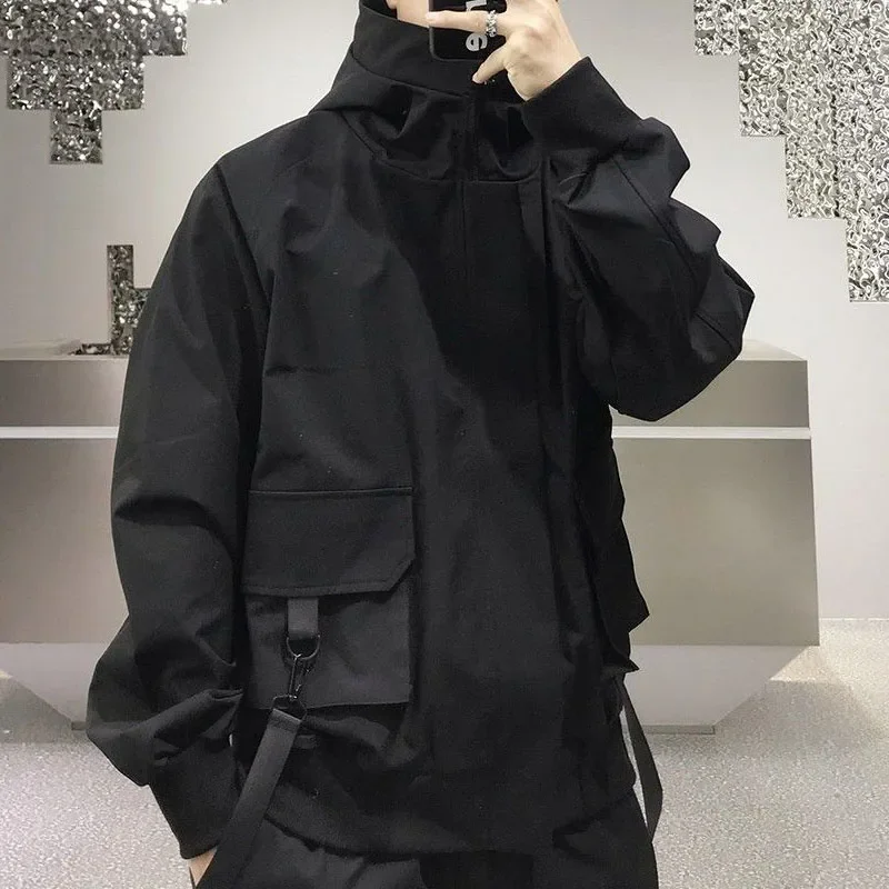 

Hip Hop Women and Men Jacket Streetwear Style Hooded Autumn Spring Coat Gothic Clothes Techwear