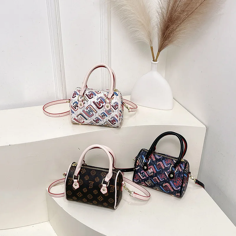 

2025 New Euro - American Retro BostonBag Fashion Versatile Mini Messenger Bag for Parent - child Use & Lipstick Pouch Included