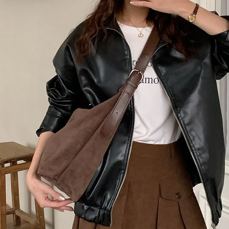 Peeling Leder weibliche Schulter taschen winter neue Damen handtasche Große kapazität Marke design frauen große totes bolsa braun