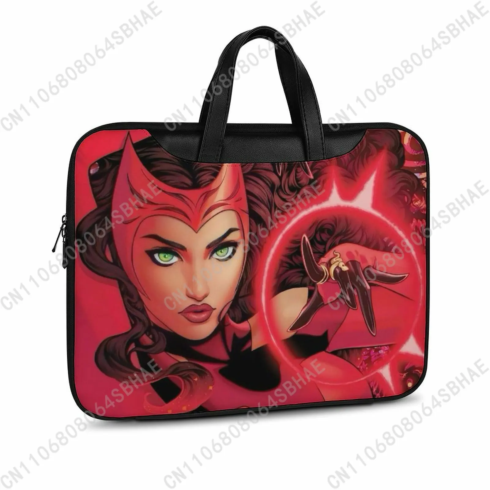 

Marvel Scarlet Witch Custom Leather Briefcase Men Woman Laptop Bag Business Retro Genuine Leather Computer Cosplay