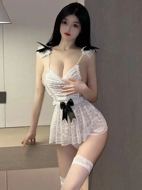 Unterwäsche Sexy Diener Versuchung Kleine Brust Charme Spitze Mesh Sheer Transparent Sexy Diener Kleid Elegante Süße Top 82GO