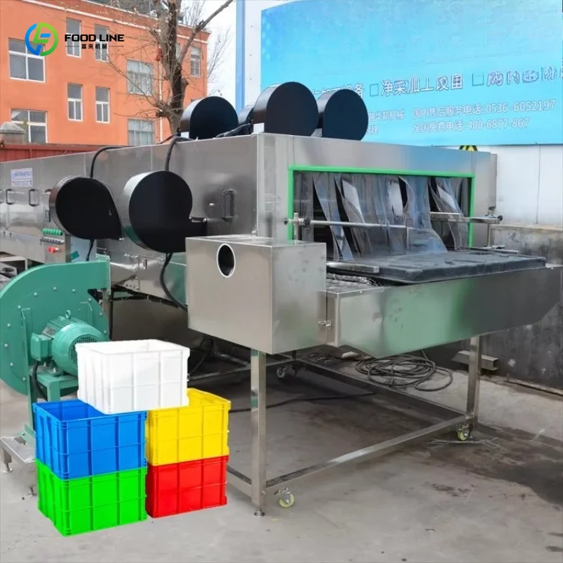 Customized Efficient Automatic Commercial Basket Washing Machine Integrated Crate Tray Washing And Drying Equipment