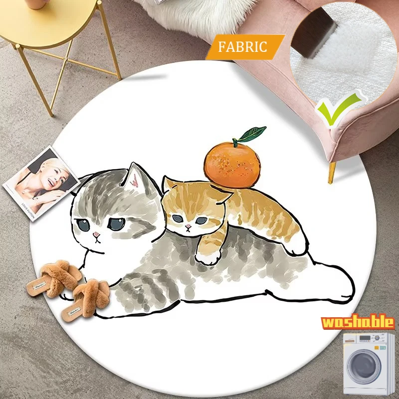 Cartoon Style Kawaii Pattern Cat Cloakroom Carpet Decoration Bedroom Soft Large Rugs for Living Room Non-slip Lounge Floor Mats