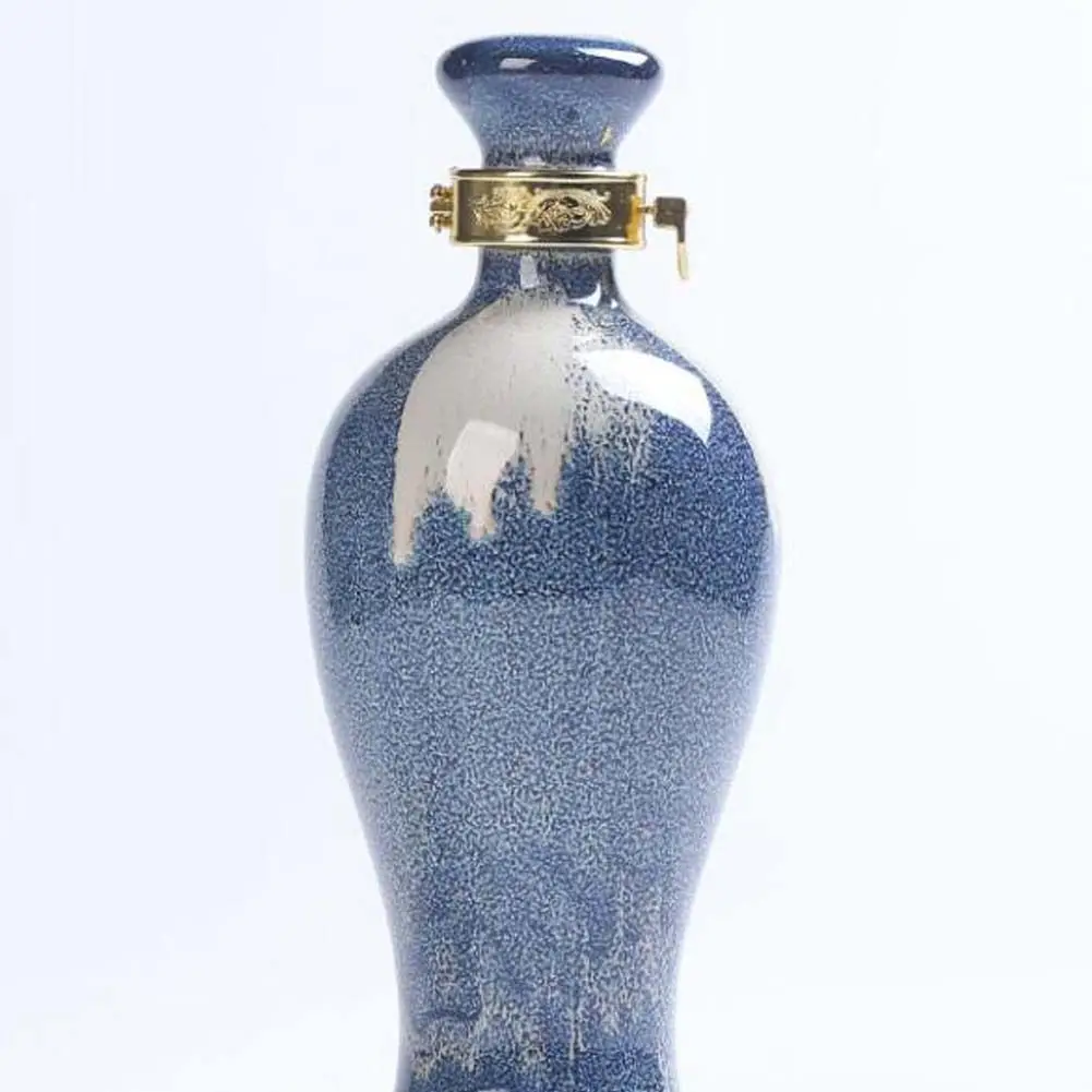 17oz Blue Ceramic Empty Wine Jar Bottle Wine Jug Small Wine Bottle Vase Flask Flagon