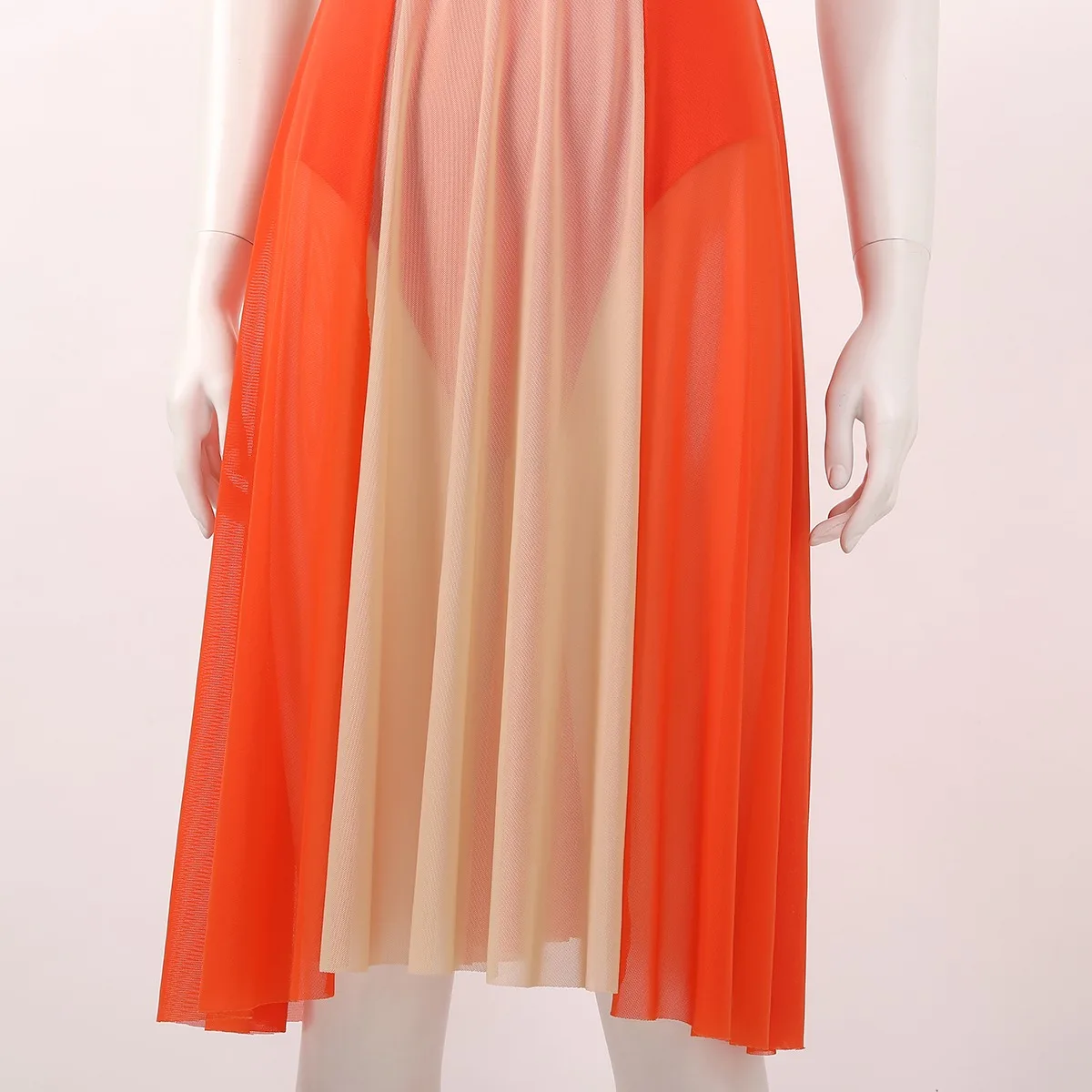 体操レオタード女性バレエダンスウェアフィギュアスケートドレスノースリーブカラーブロック現代叙情的パフォーマンス衣装