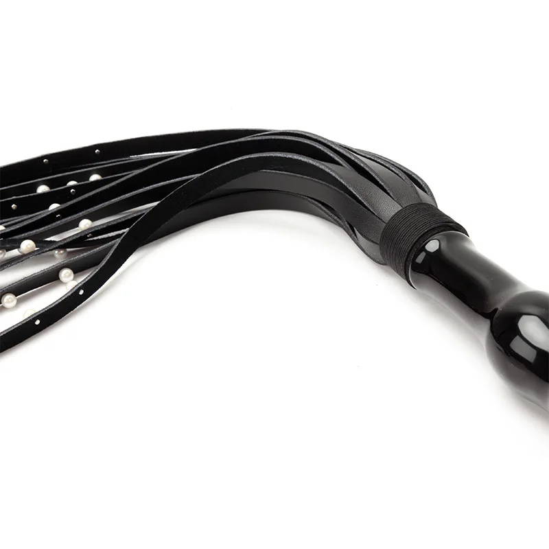 مقبض زجاجي 48 سم، سوط حصان من الجلد الطبيعي، سياط فلوجر للفروسين، سياط ركوب الخيل ﻿ الدعامة الطرف