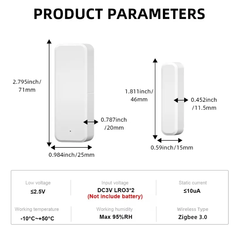 VIKEFON Zigbee Door Sensor Smart Home Window Sensor Works Home Assistant Zigbee 3.0 Gateway Door Window Alarm Sensor APP Control