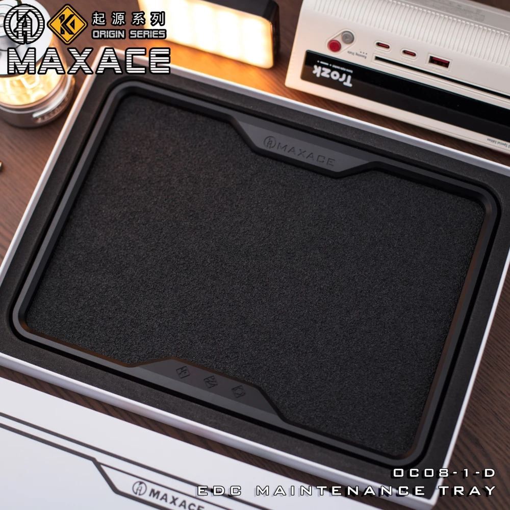 MAXACE EDC Aluminum MAINTENANCE TRAY Maintenance Tray | Multi-Function Compartments | Magnetic | Built-in Ruler Office Toys
