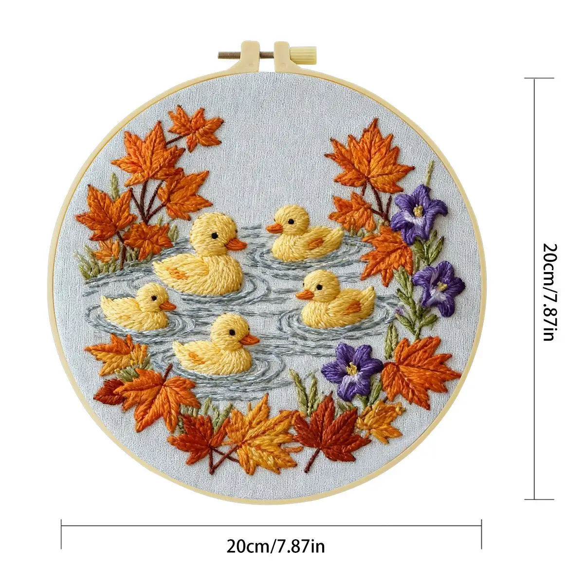 1 Stück 20X20CM/15X15CM 7,87/6,3 Zoll Kleine Gelbe Ente Stickerei Starter-Kit DIY-Kit DIY-Stickerei-Set Handarbeiten Nähkunst – Detail 3