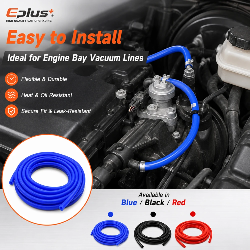 EPLUS Universal 1,5 Meter Rot Blau Schwarz Silikon-Vakuumschlauch ID 3mm-12mm Hitzebeständig Flammhemmend Auto Motorrad Schlauch – Detail 6