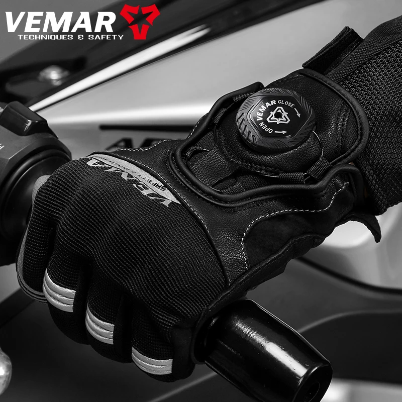 VEMAR Four Season Motorcycle Riding Gloves Touch Screen Finger Motorbike Rider Style Swivel Button Elastic Racing Camping Hiking