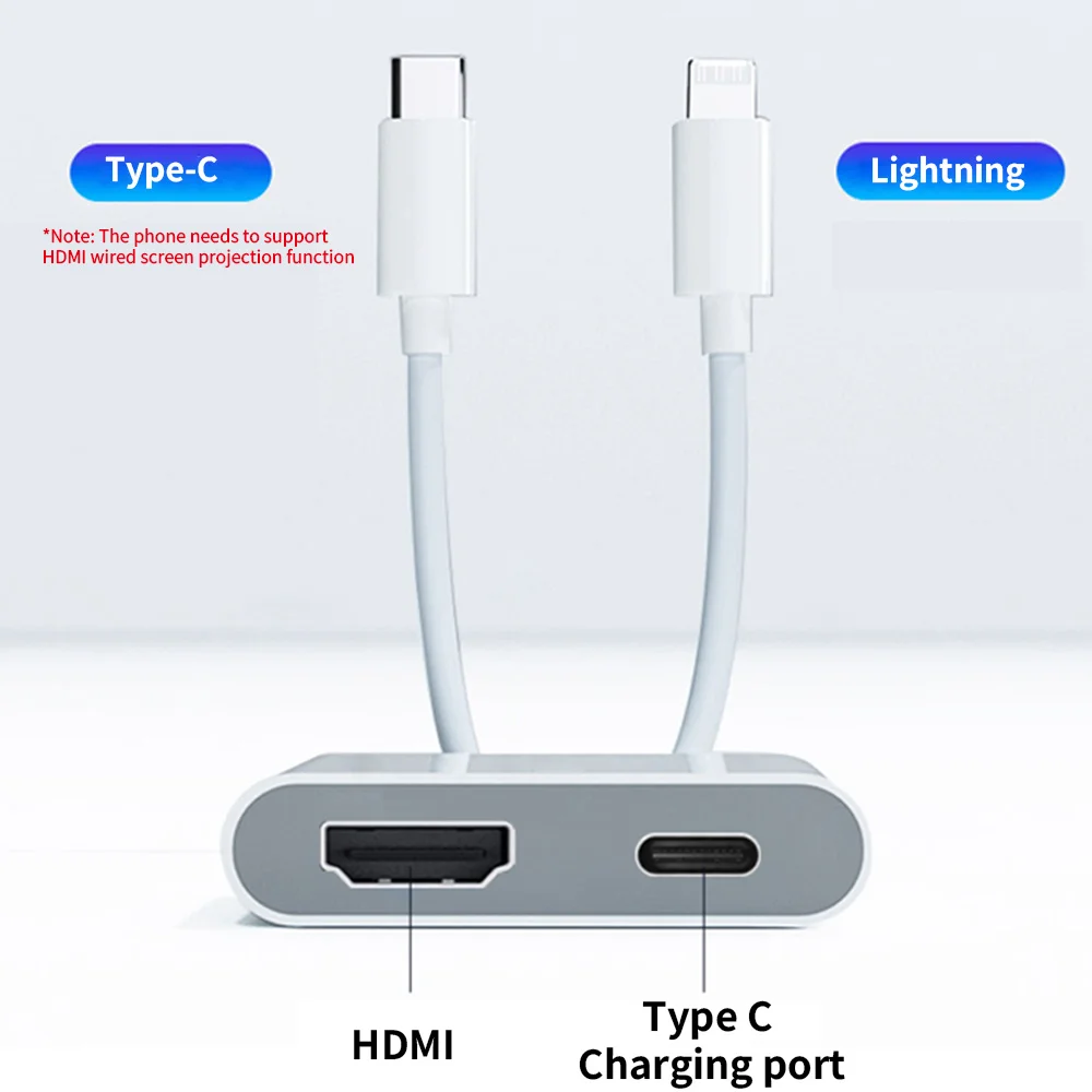 Adapter USB-C i Lightning na HDMI do synchronizacji ekranu iPhone'a z telewizorem, cyfrowy adapter AV kompatybilny z iPhone 17, 16, 15, iPad. — zdjęcie produktu 4