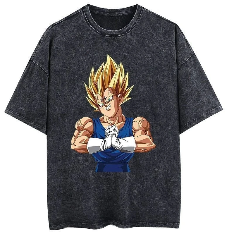 

Hip Hop Anime Dragon Ball Washed Tshirt Japanese Graphic T Shirt Oversized Men Harajuku T-Shirt Loose Top Tees Cotton Black