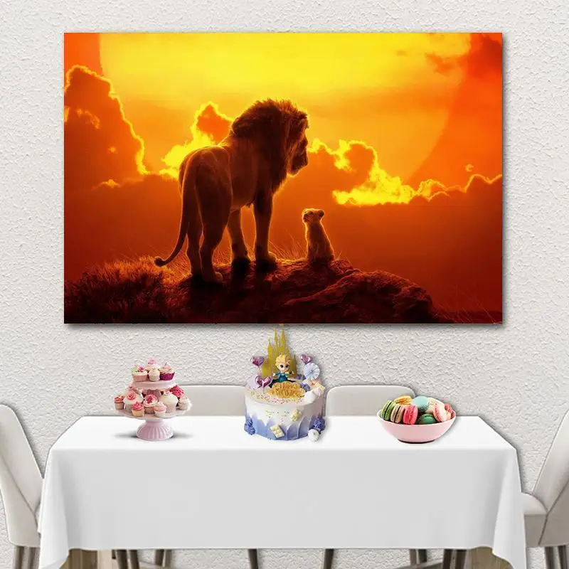 Morning Sun Peak Lion and Son Background Boy's Birthday Party Decoration Photography Studio 3D Digital Photo Backdrop Cloth