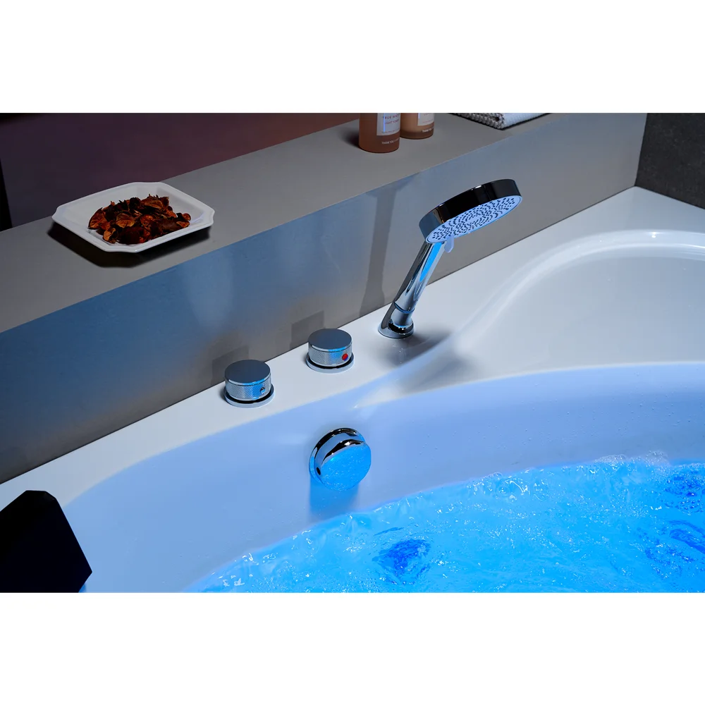 1.5-Meter Traditional Corner Jacuzzi for 2 Adults, Apartment Bedroom Villa Interior Bathroom with Comfortable Water Massage.