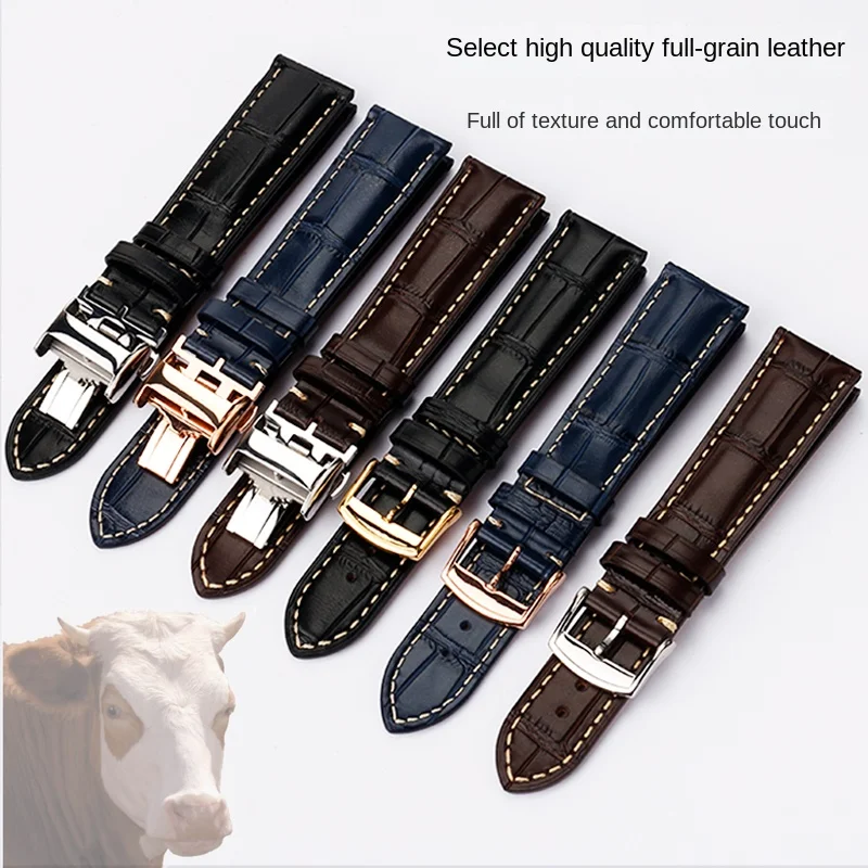 Cowhide strap Butterfly Buckle watchband 19 20 21mm Wrist band For Longines Masters Collection L3 L4 L2.628/L2.673 Watch Strap