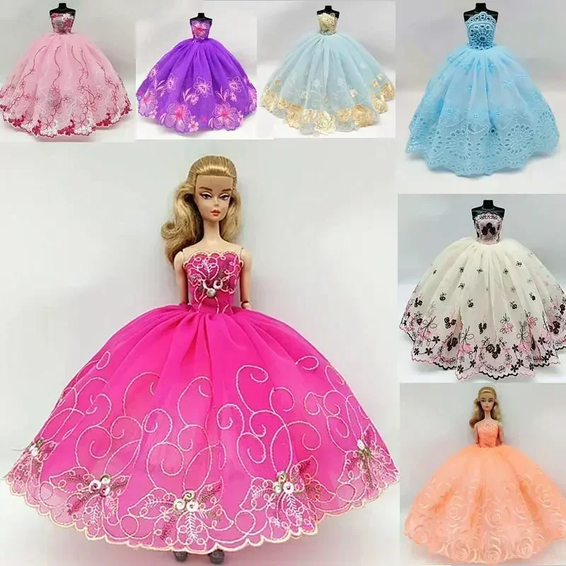 

Elegant Floral Lace Evening Dress 1/6 Doll Clothes for Barbie Dollhouse Accessories Princess Party Gown 11.5" Dolls Outfits Toys