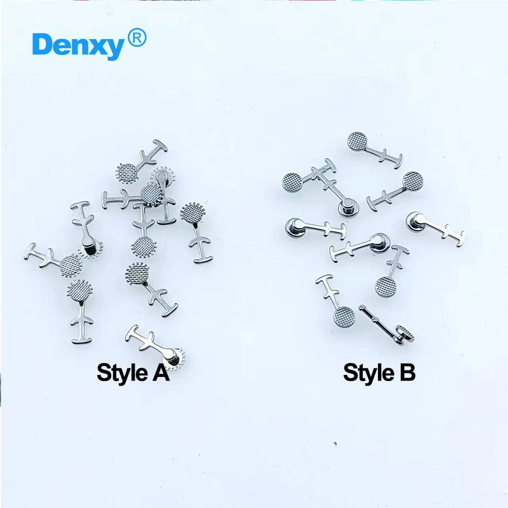 DENXY 10 Stück kieferorthopädische lingualen Knöpfe mit Arm, Dental-Mesh-Basis, linguale Aufsätze, mehrfach haftbare, krimpbare Haken – Detail 1
