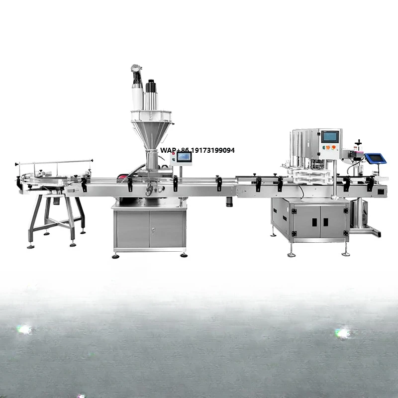 Baby Milk Whey Protein Coffee Powder Tin Can Dosing Filling Closing Packing Machines Canning Production Line