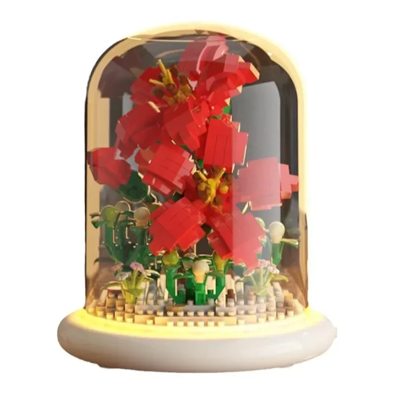 مكعبات بناء الزهور الأبدية لألغاز ألغاز الأطفال، ألعاب الزهور، ديكورات الطاولة، هدايا الحلي ألعاب نبيين بولوك