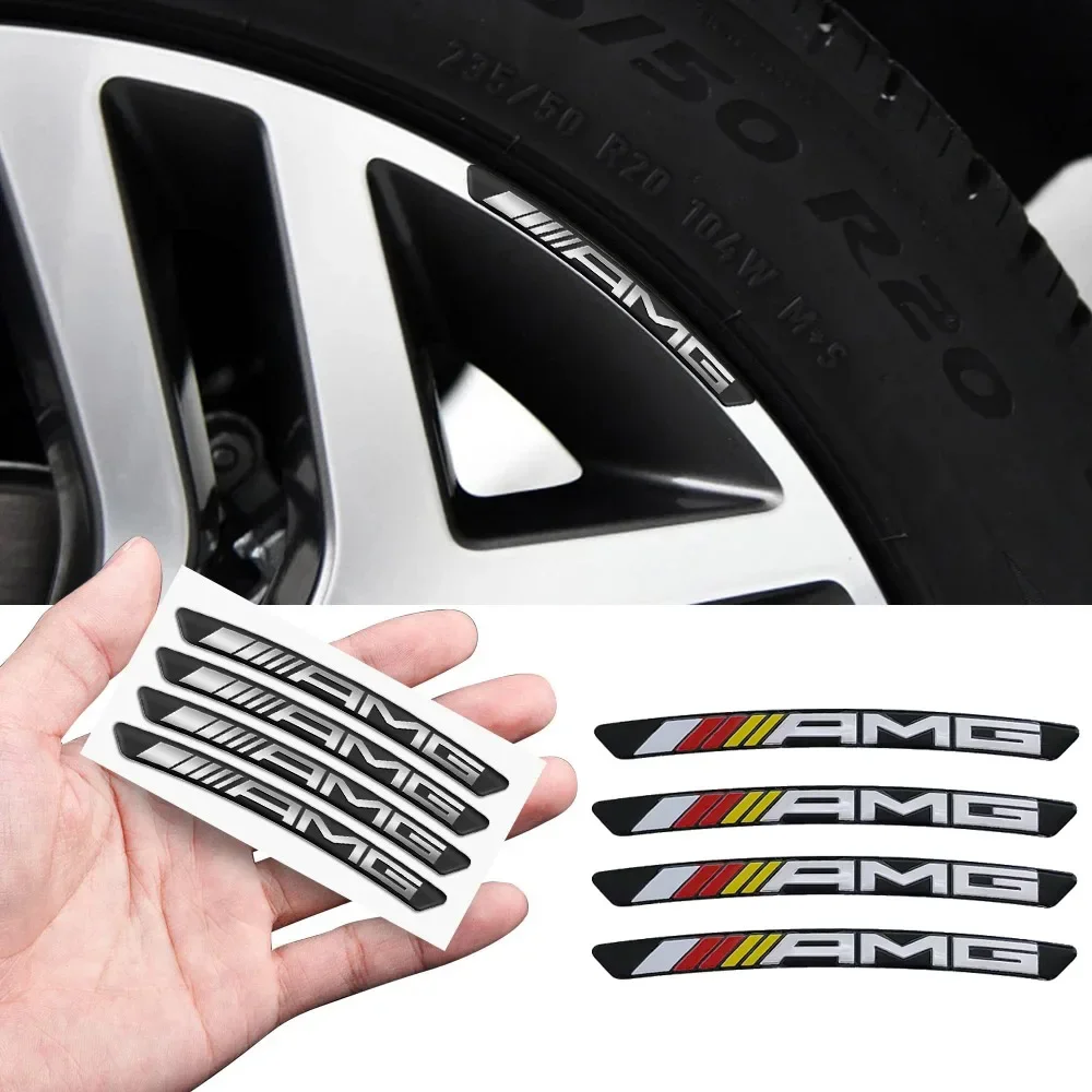 4Pcs Car Rim Stickers Wheel Decoration Decals Accessories For Mercedes Ben W205 W212 W213 W221 W222 W223 W251 W464 W240 W211 GLE