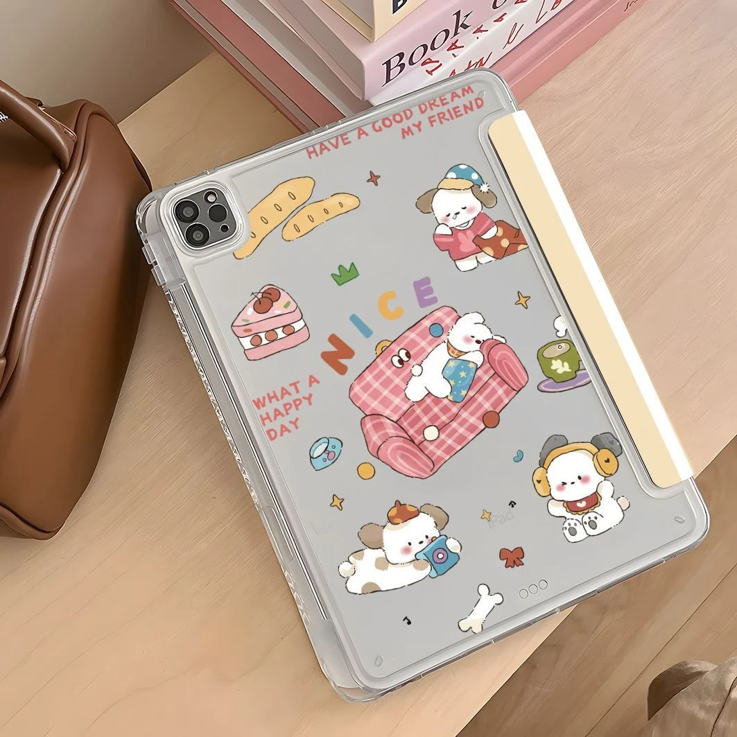 Cute Puppy sofa Tablet Case For iPad Pro 11 12.9 13 A16 M2 M4 M3 M5 Shell 8.3 9.7 10.2 5/6/7/8/9/10/11th Mini Air 3 4 5 6 Cover