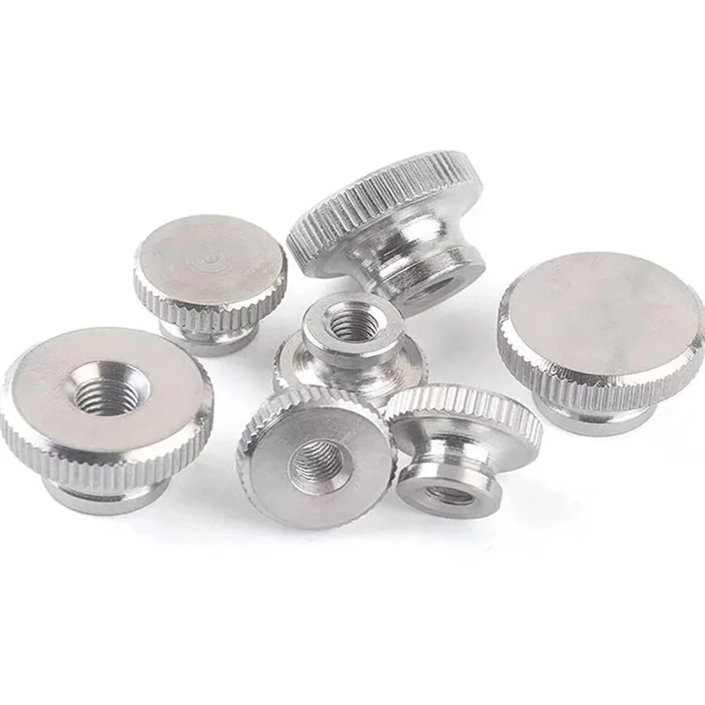 GB806 304 Stainless Steel Knurled Thumb Nuts Metric M12 UNC Inch Thread Blind Through Hole 3D Printer Hardware Accessories