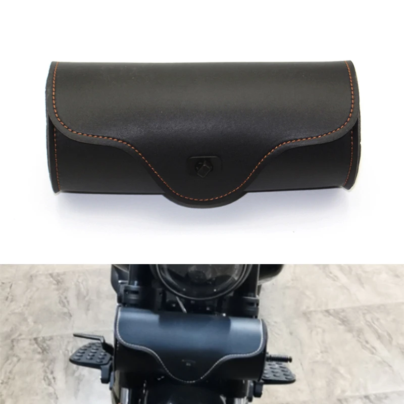 

Motorcycle PU Leather Front Forks Tool Bag Luggage Handlebar SaddleBag for Harley Sportster Chopper Bobber Cruiser Dyna Softail