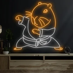 Kung Fu Guinea Pig Neon Sign Custom Neon Sign  Wall Decor Neon Sign Kungfu Neon Sign