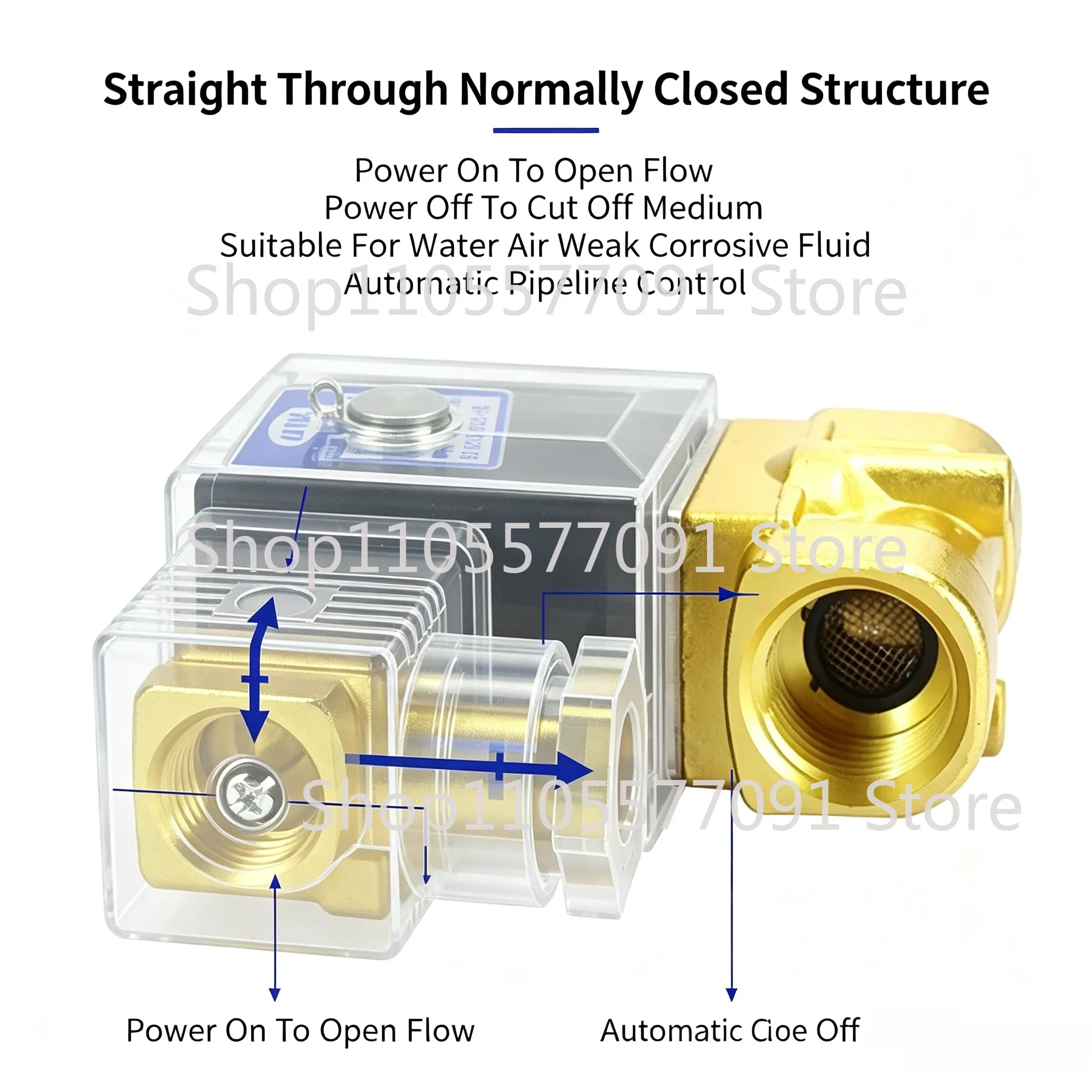 2W030-08 2WH 2WX 2WT 2WL050-10A15B Normally Closed Two Way Fluid Solenoid Valve