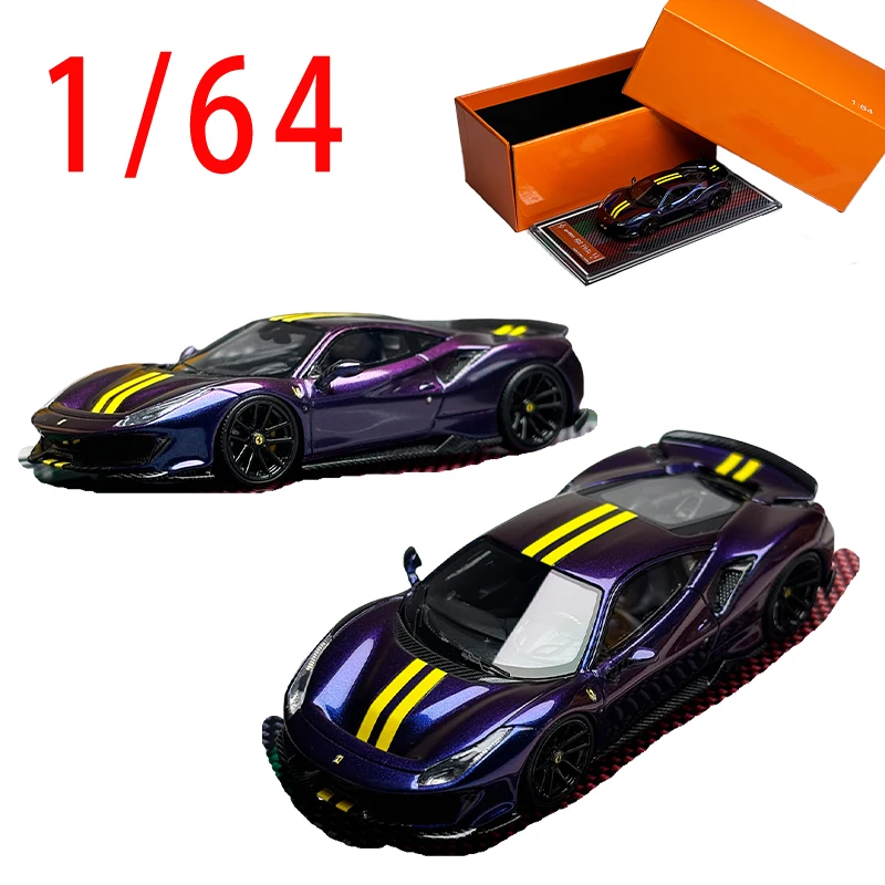 

U2 литой под давлением масштаб 1/64 Novitec Ferrari 488 Pista смола хамелеон модель спортивного автомобиля игрушки для мальчиков подарок коллекционные игровые транспортные средства