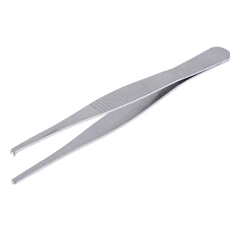 5Inch Stainless Steel Toothed Tweezers Home Tissue Tweezers Precise Grip Hook Head Heat Resistant Repairing  Hand Tools