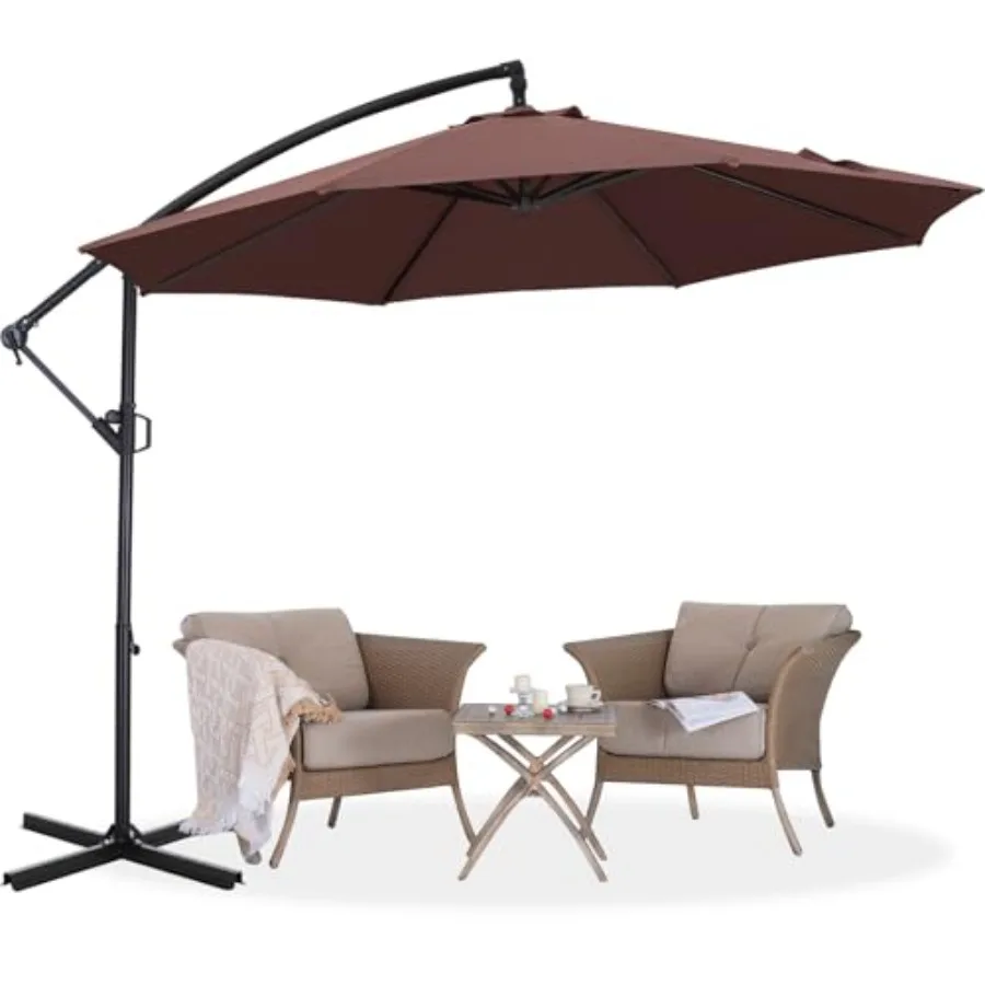 

Cantilever Patio Umbrella with base included 360° Rotation Outdoor Offset Umbrella for Backyard Deck Poolside