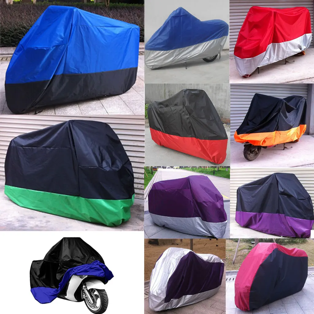 Motorcycle Cover Waterproof Outdoor Weather Protection Black+Blue XXL