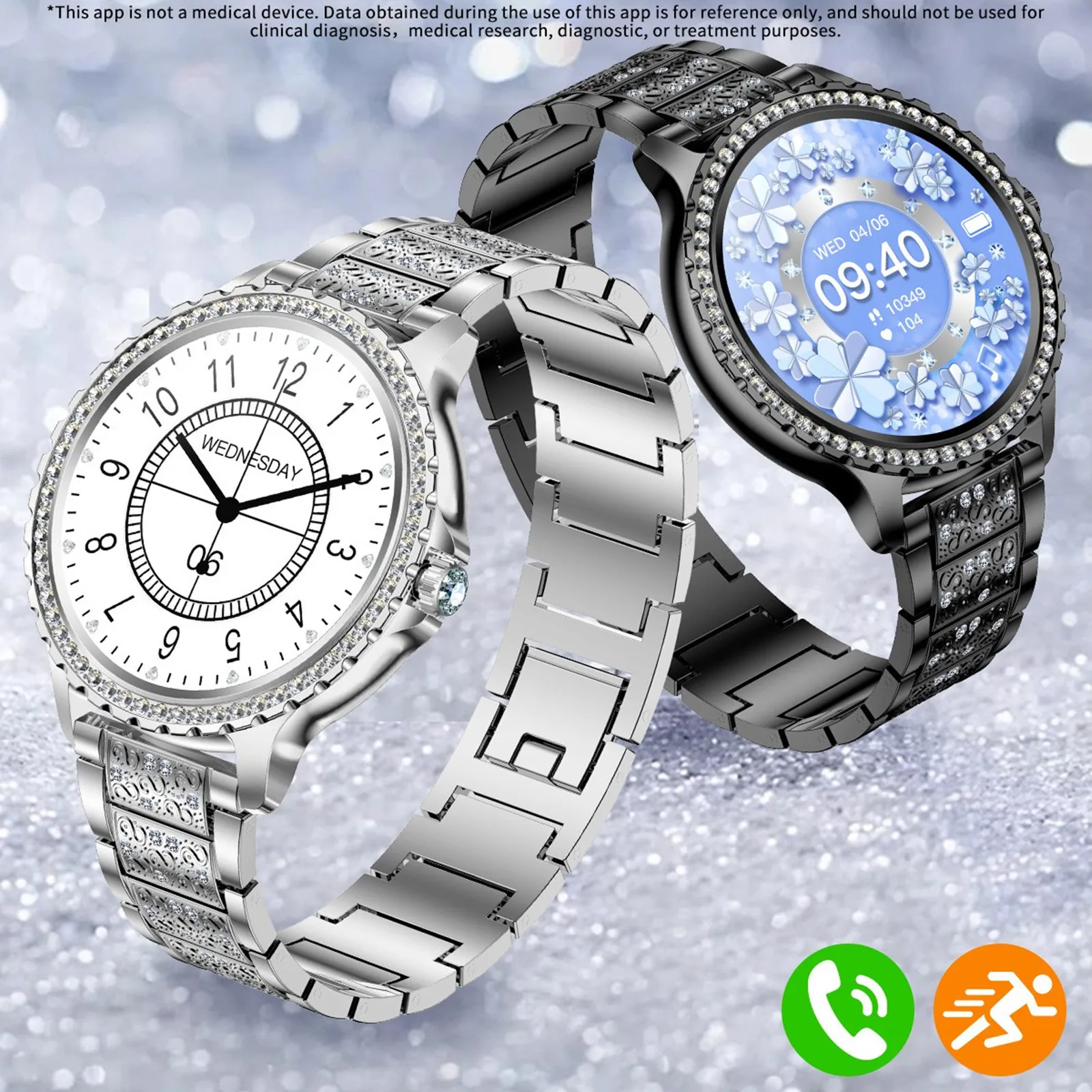 المرأة مقاوم للماء ساعة ذكية موبايل بلوتوث دعوة الموسيقى مراقبة الصحة الرياضة ساعة ذكية جهاز تعقب للياقة البدنية معصمه بلوتوث