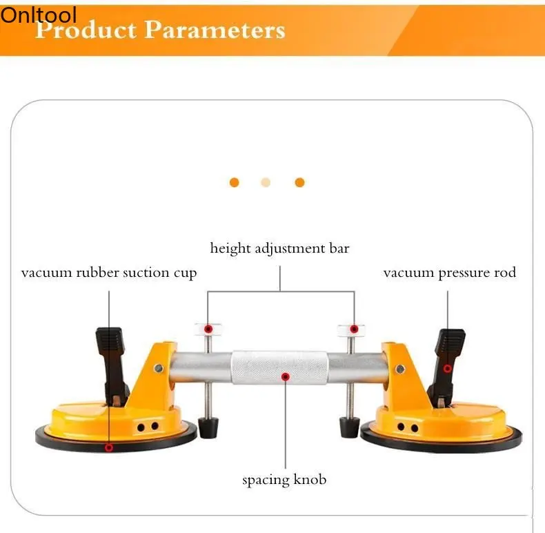 Imagem -05 - Ventosa Pesada para Telha Splicer de Telha Liga de Alumínio Vidro Fixo Elevador de Garra Dupla Ventosa a Vácuo Ferramentas de Colocação de Telha