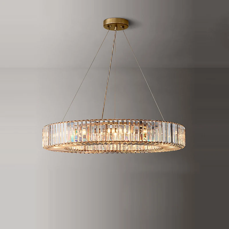 Upgrade Your Home With Our Exquisite LED American Circle Chandelier Crafted From K9 Crystal Gold Chrome Black Dimming Function