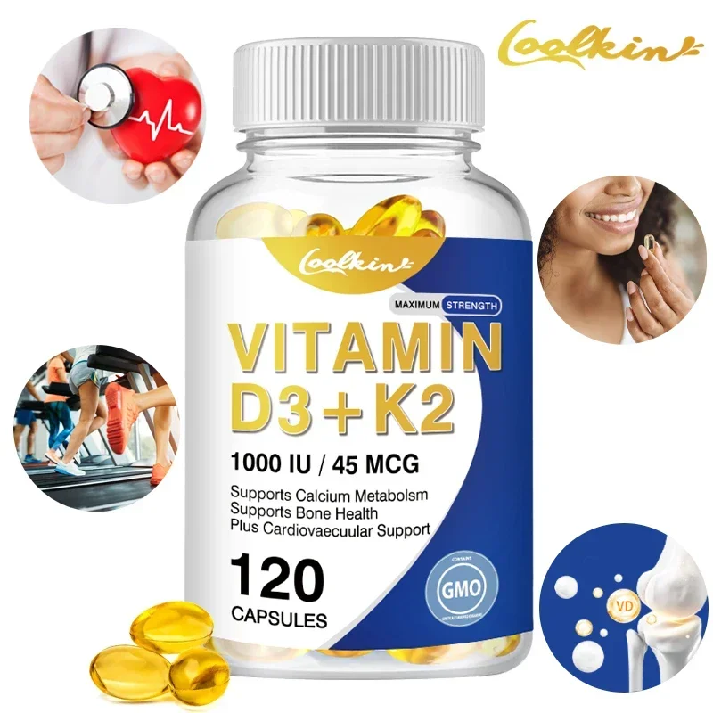 Vitamin D3+K2 Capsules - for Regulate Calcium Metabolism Bone & Heart & Immunity System Health