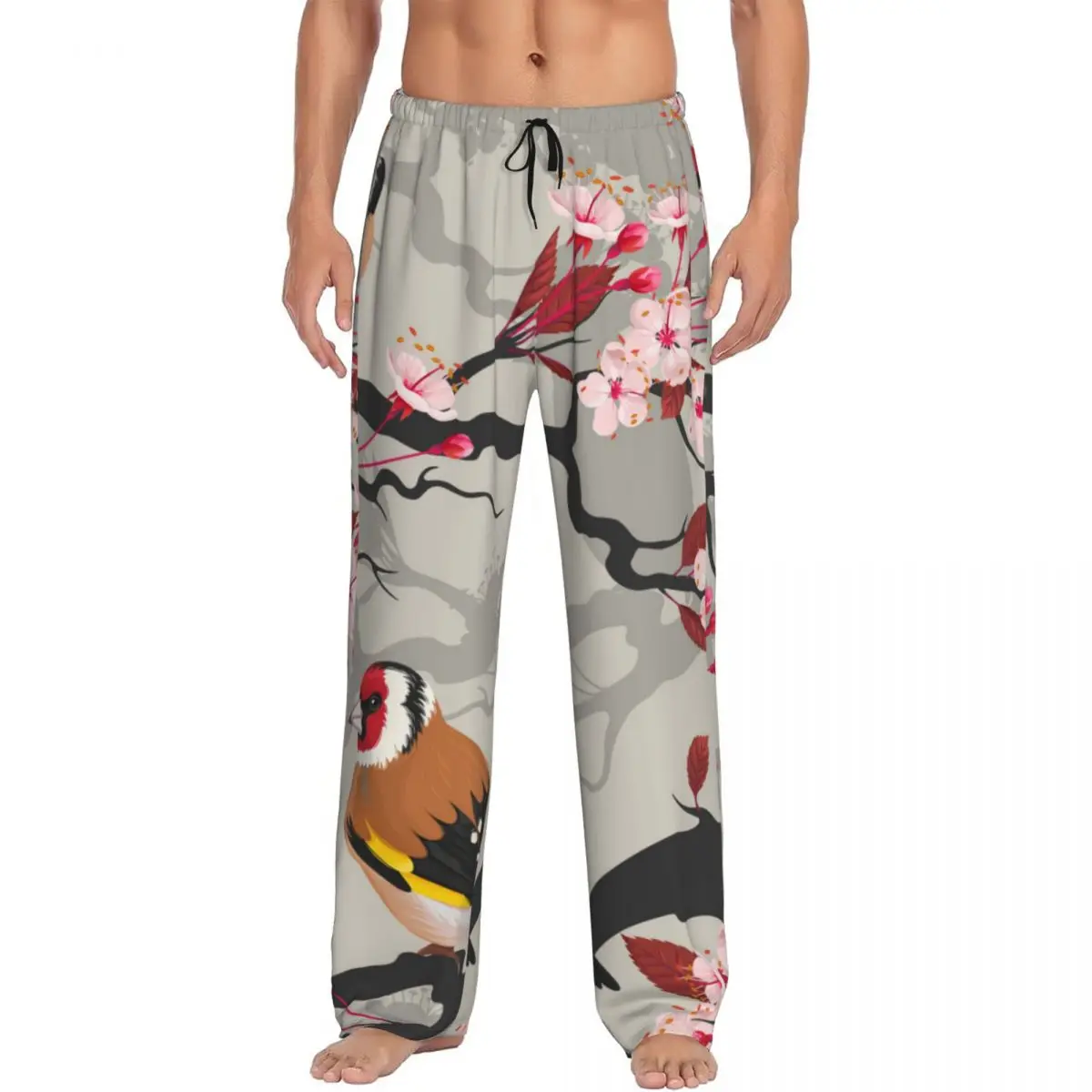 Blooming Cherry Branch Spring Birds Men Sleep Bottoms Male Lounge Trousers Men's Pajama Pants