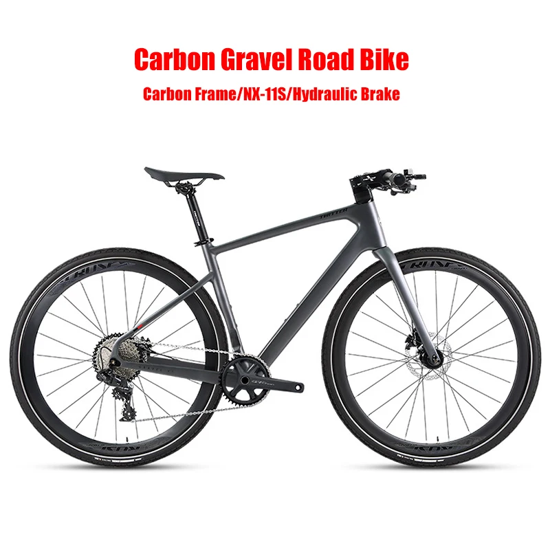 Cheap Twitter 700*40C Carbon Gravel Bike Straight Handlebar NX-11S Hydr Disc Men Women's Hybrid Road Racing Bicycle For Sale